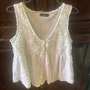 Sheilay white button up tank top